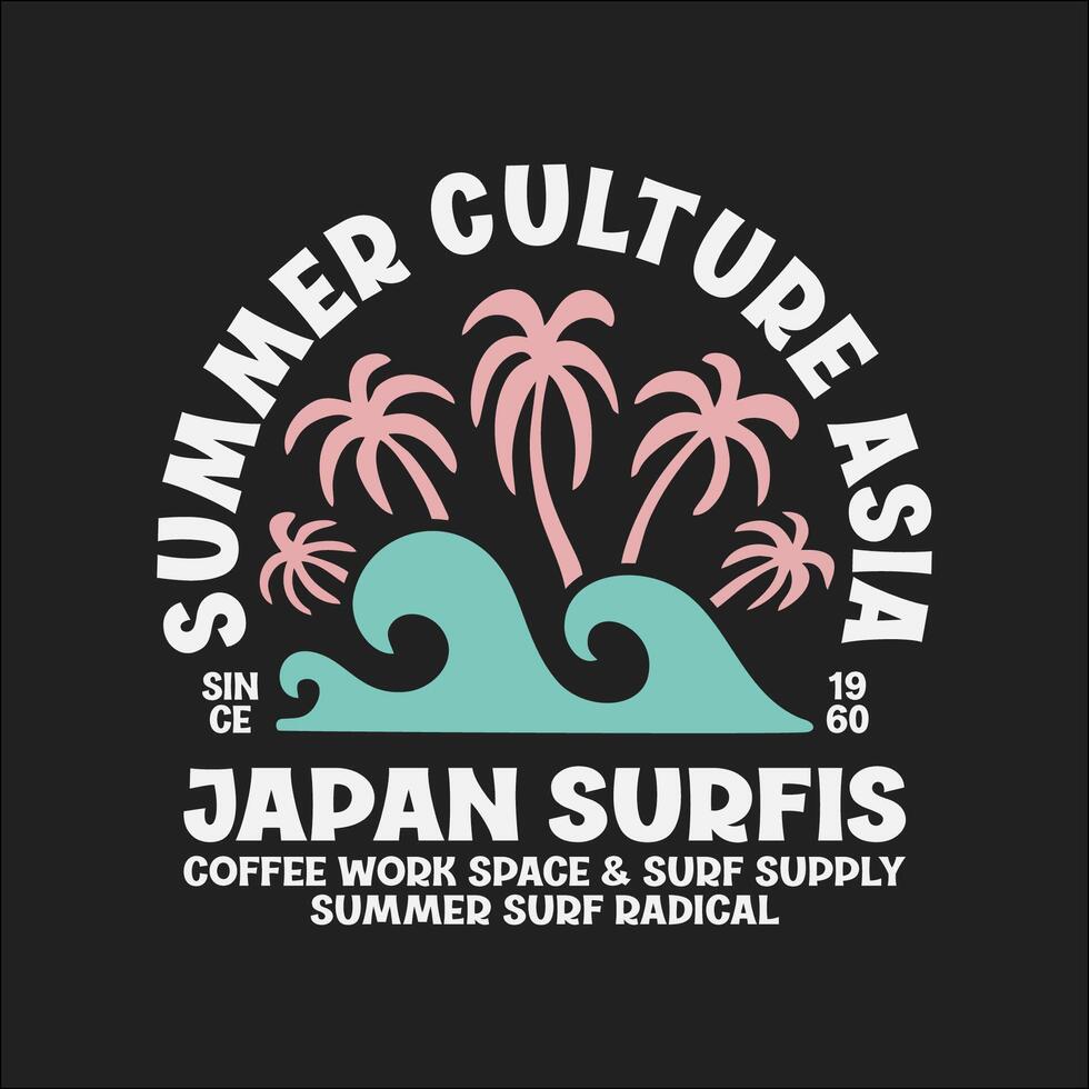 explorador surf con un japonés giro maravilloso Asia camiseta diseño vector