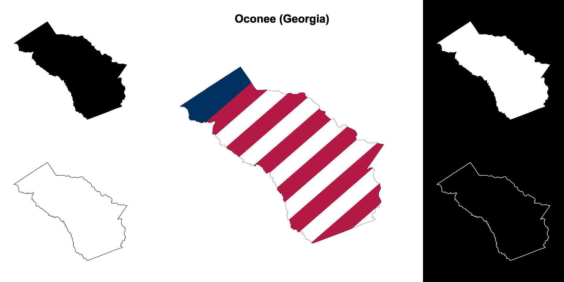 Oconee County, Georgia outline map set vector