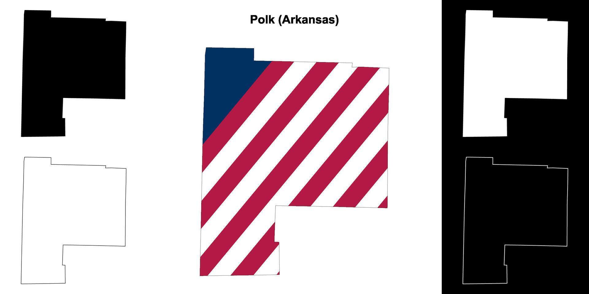 polk condado, Arkansas contorno mapa conjunto vector