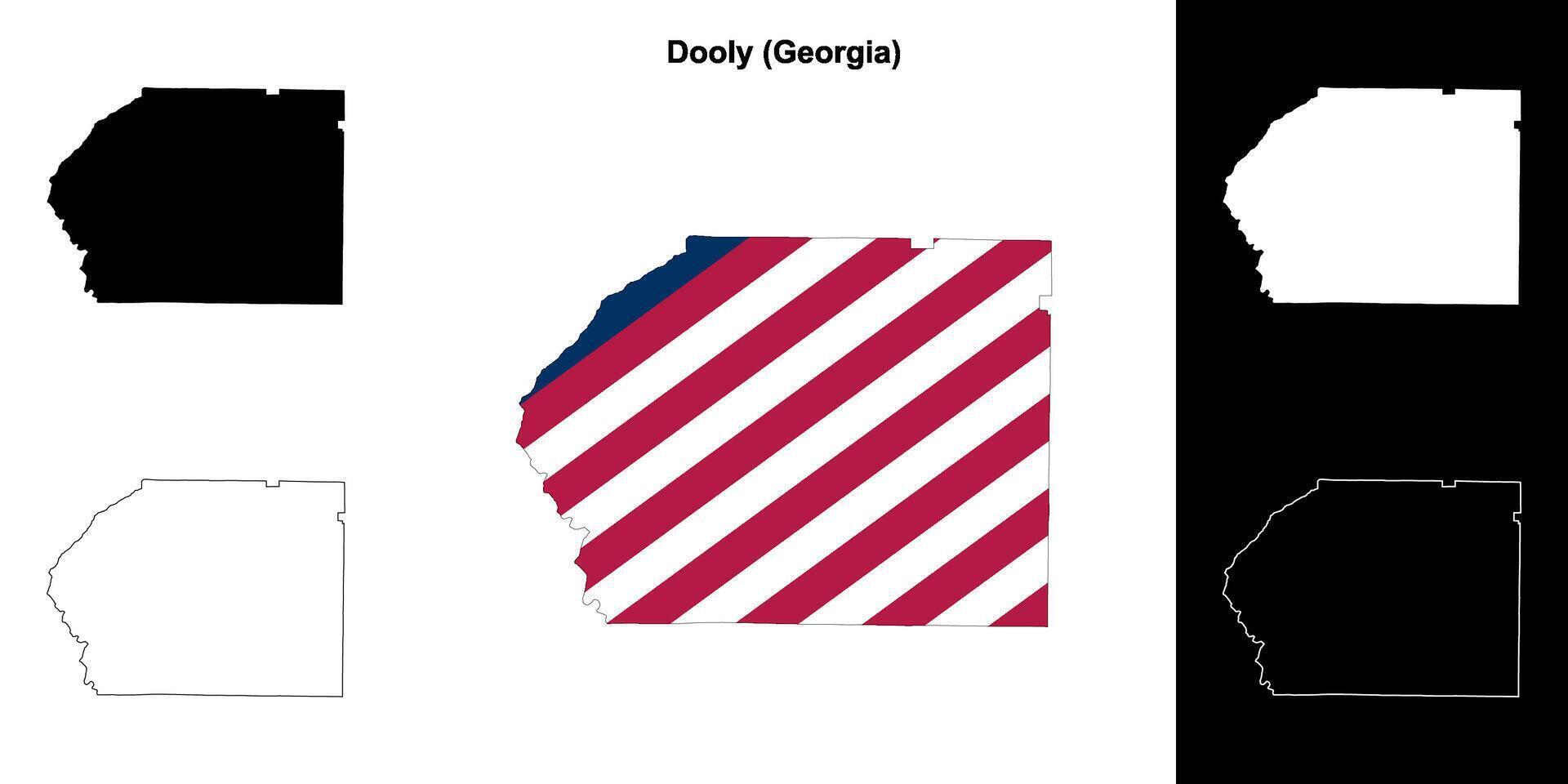 Dooly County, Georgia outline map set vector