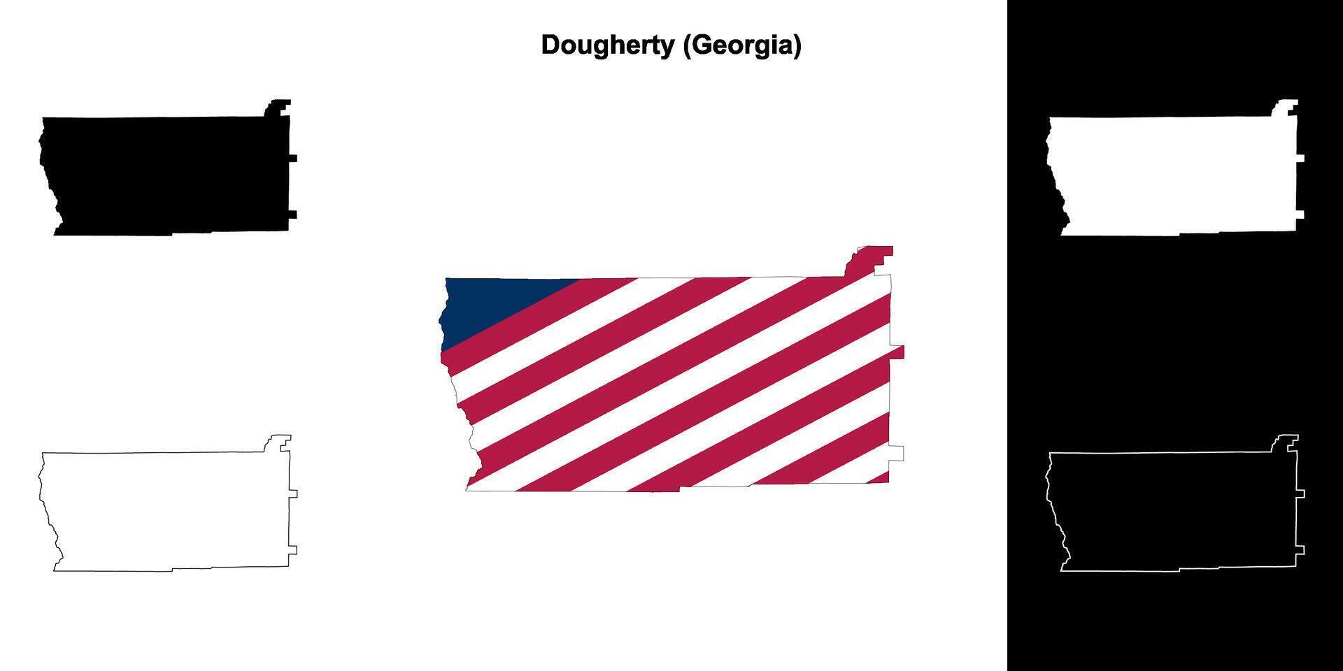 Dougherty County, Georgia outline map set vector