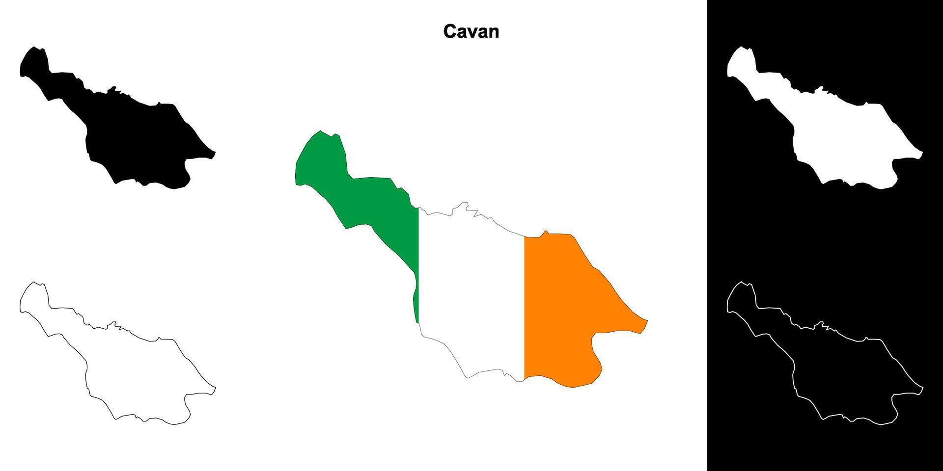 Cavan county outline map set vector