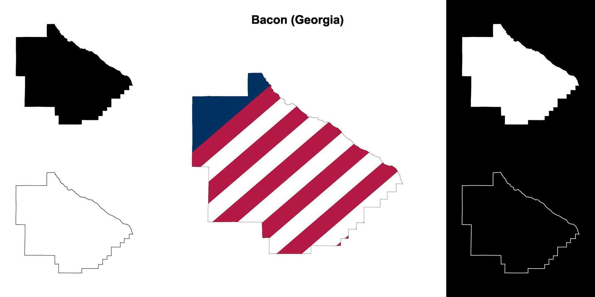 Bacon County, Georgia outline map set vector