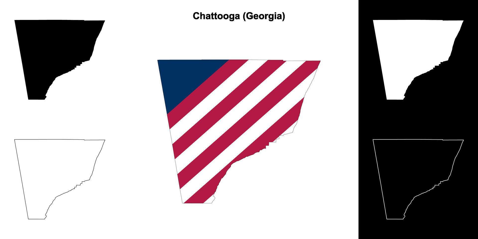 Chattooga County, Georgia outline map set vector