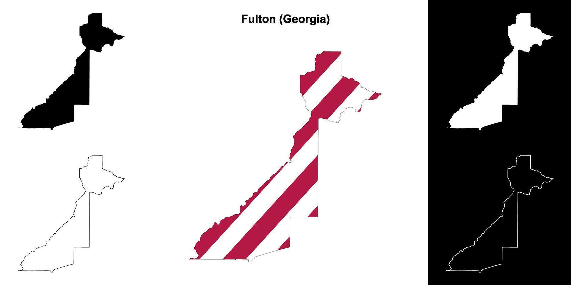 Fulton County, Georgia outline map set vector