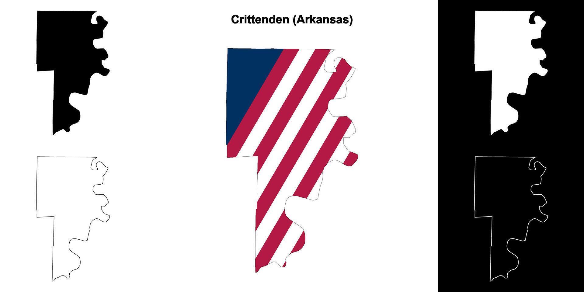 Crittenden County, Arkansas outline map set vector