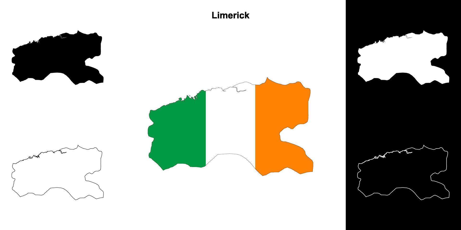 Limerick county outline map set vector