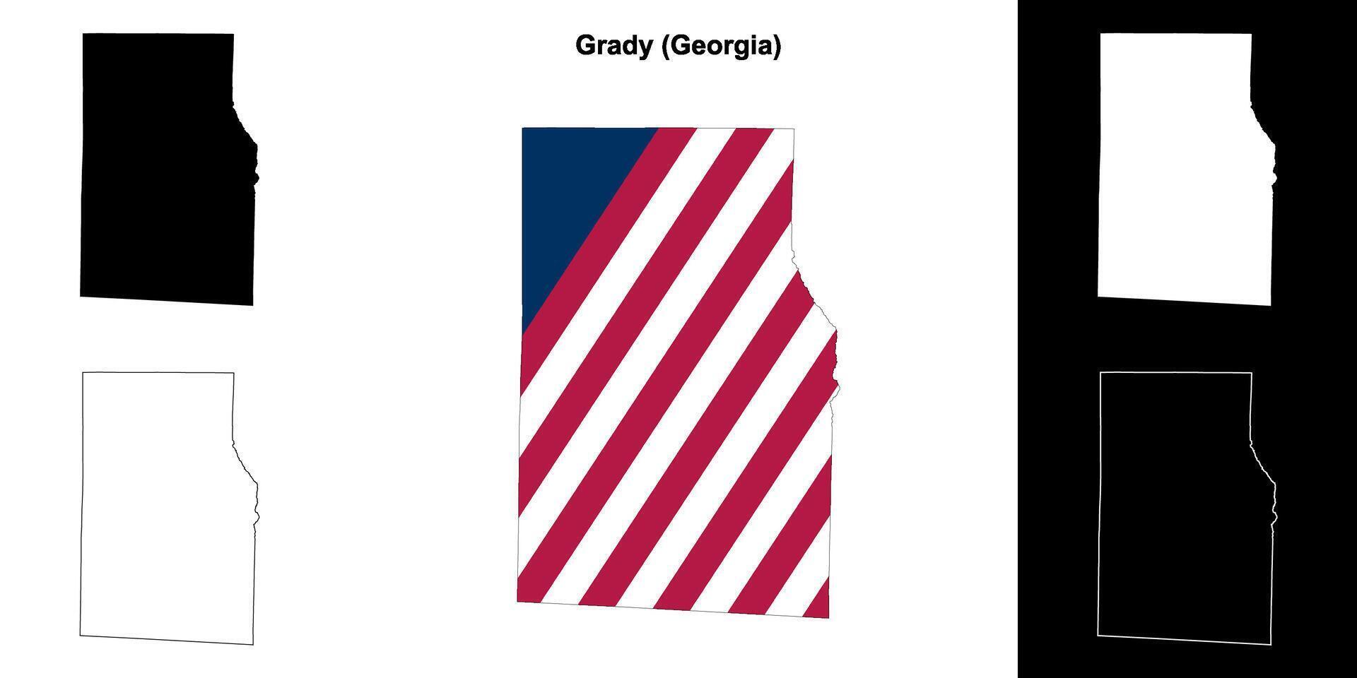 Grady County, Georgia outline map set vector