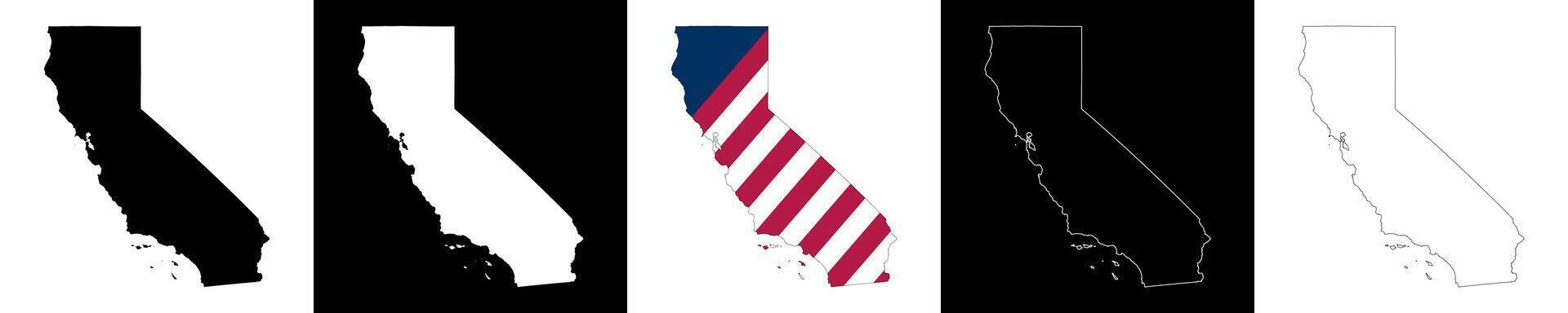 California state outline map set vector