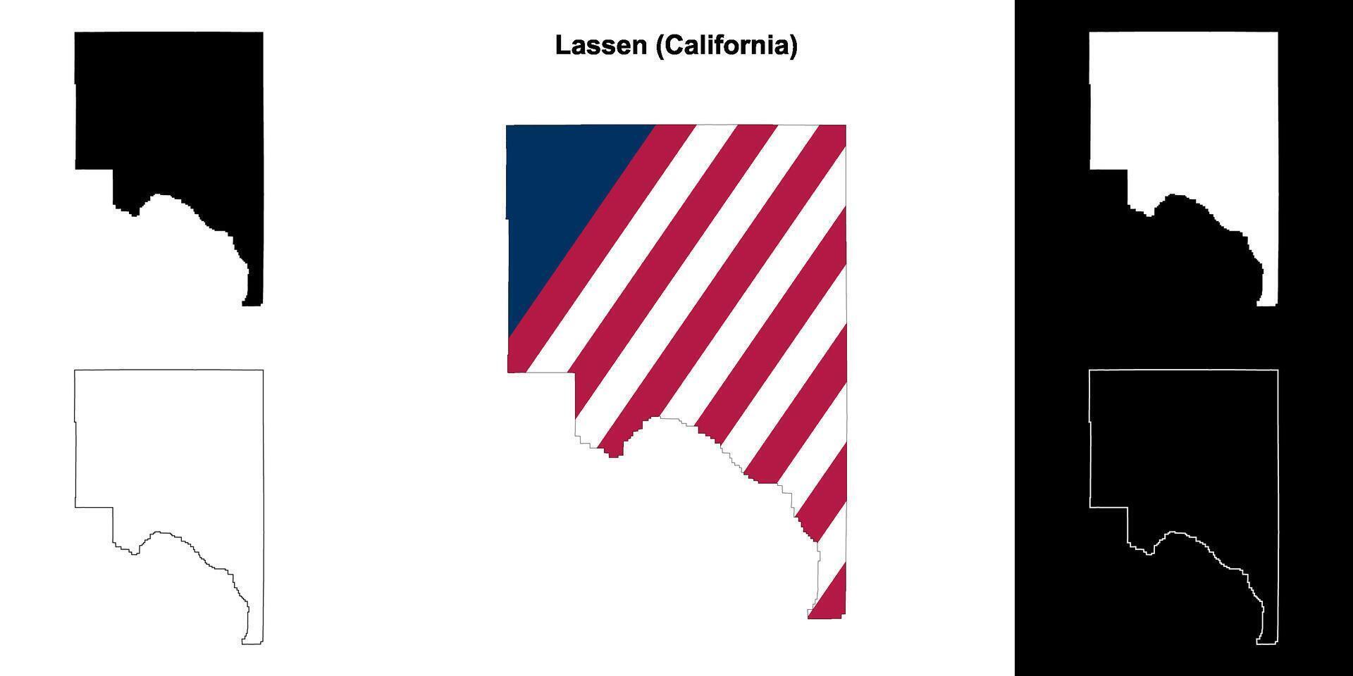 lassen condado, California contorno mapa conjunto vector