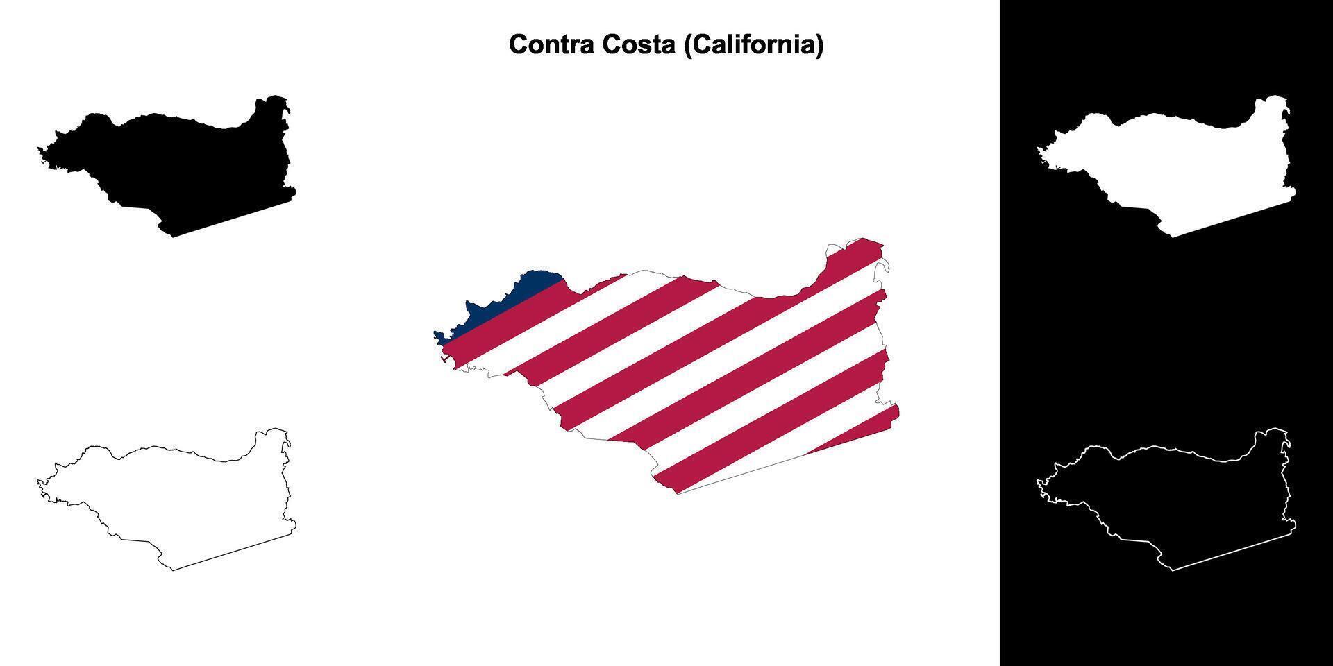 Contra Costa County, California outline map set vector