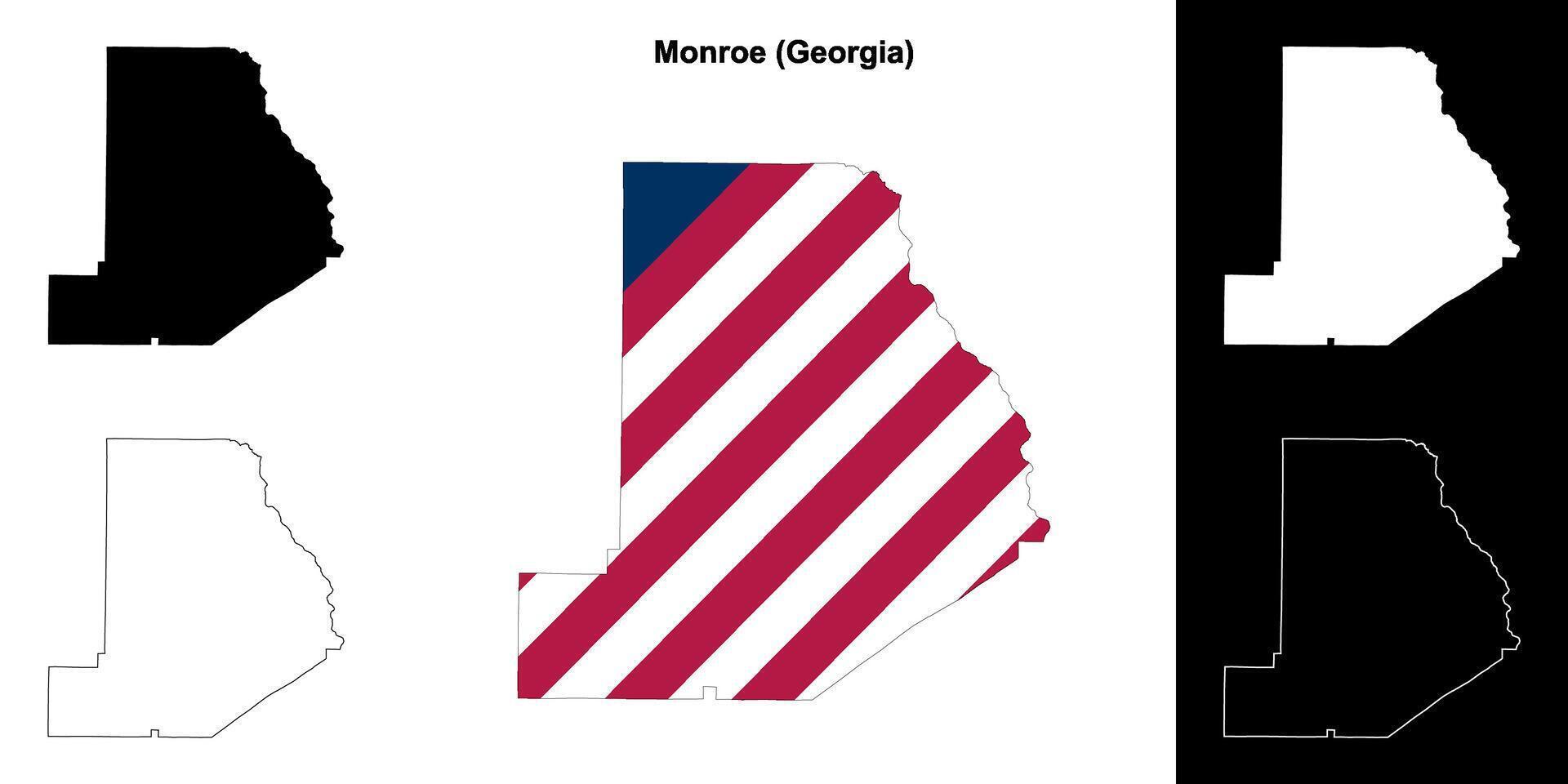 Monroe County, Georgia outline map set vector