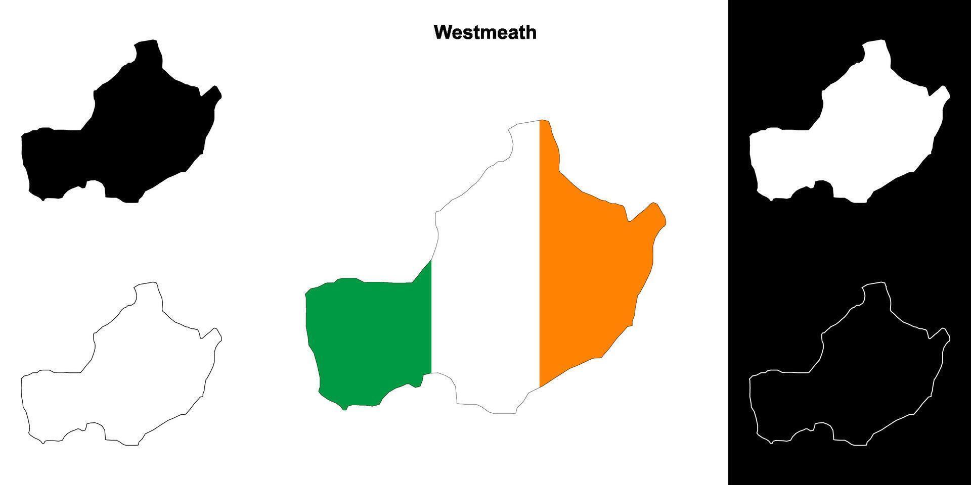 Westmeath county outline map set vector