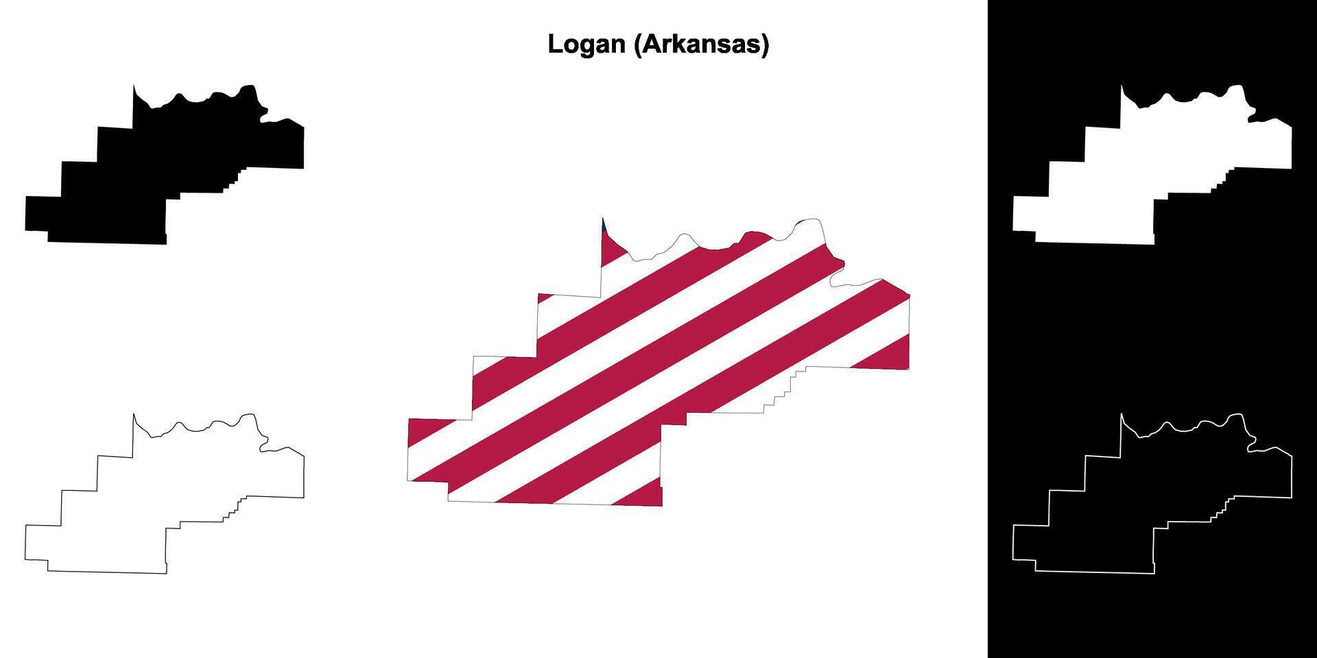 Logan County, Arkansas outline map set vector