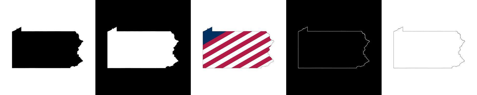 Pennsylvania state outline map set vector