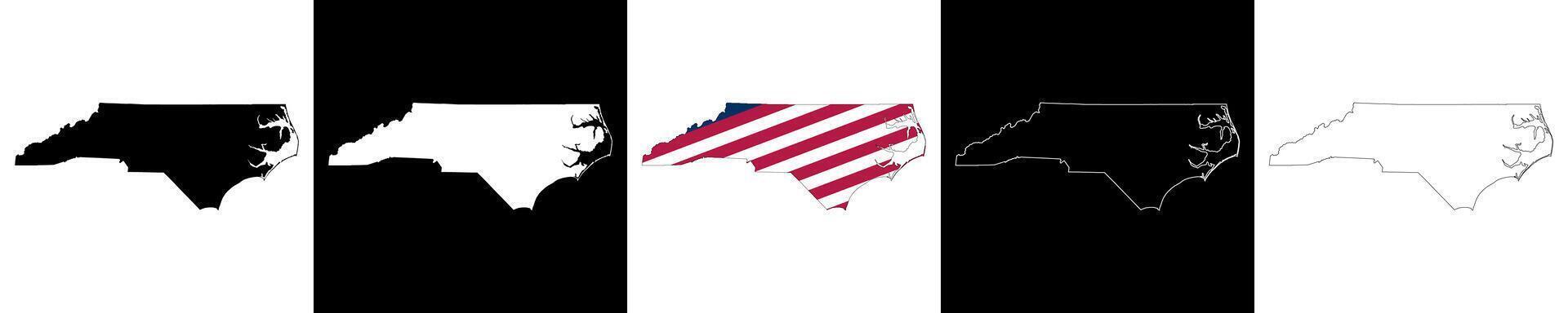 North Carolina state outline map set vector