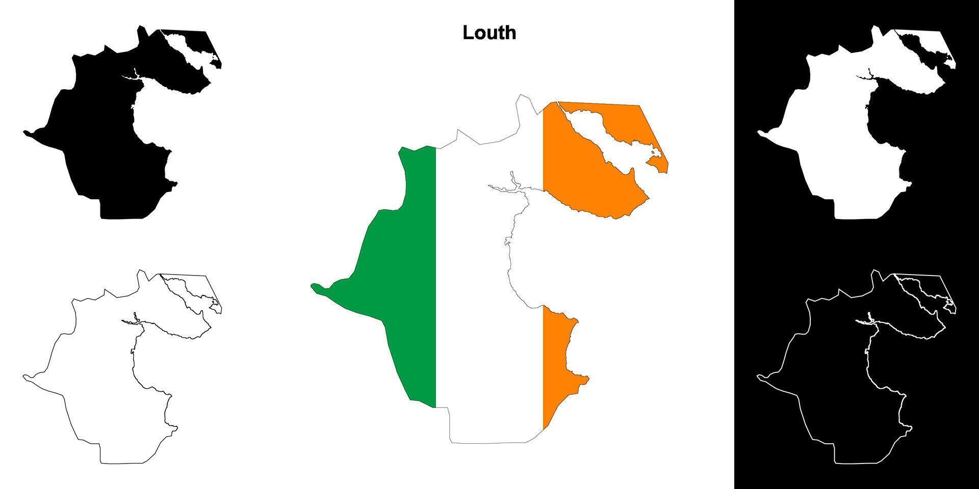 Louth county outline map set vector