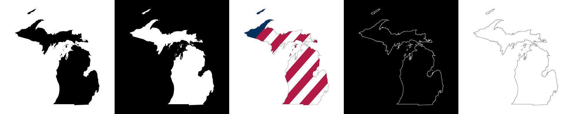 Michigan state outline map set vector