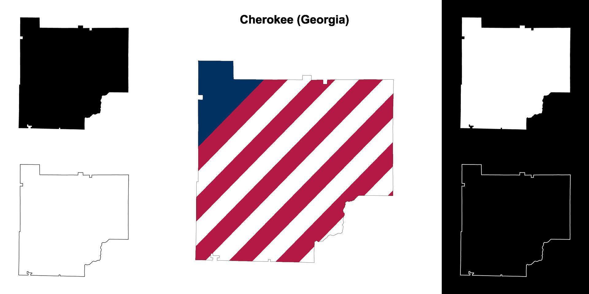 Cherokee County, Georgia outline map set vector