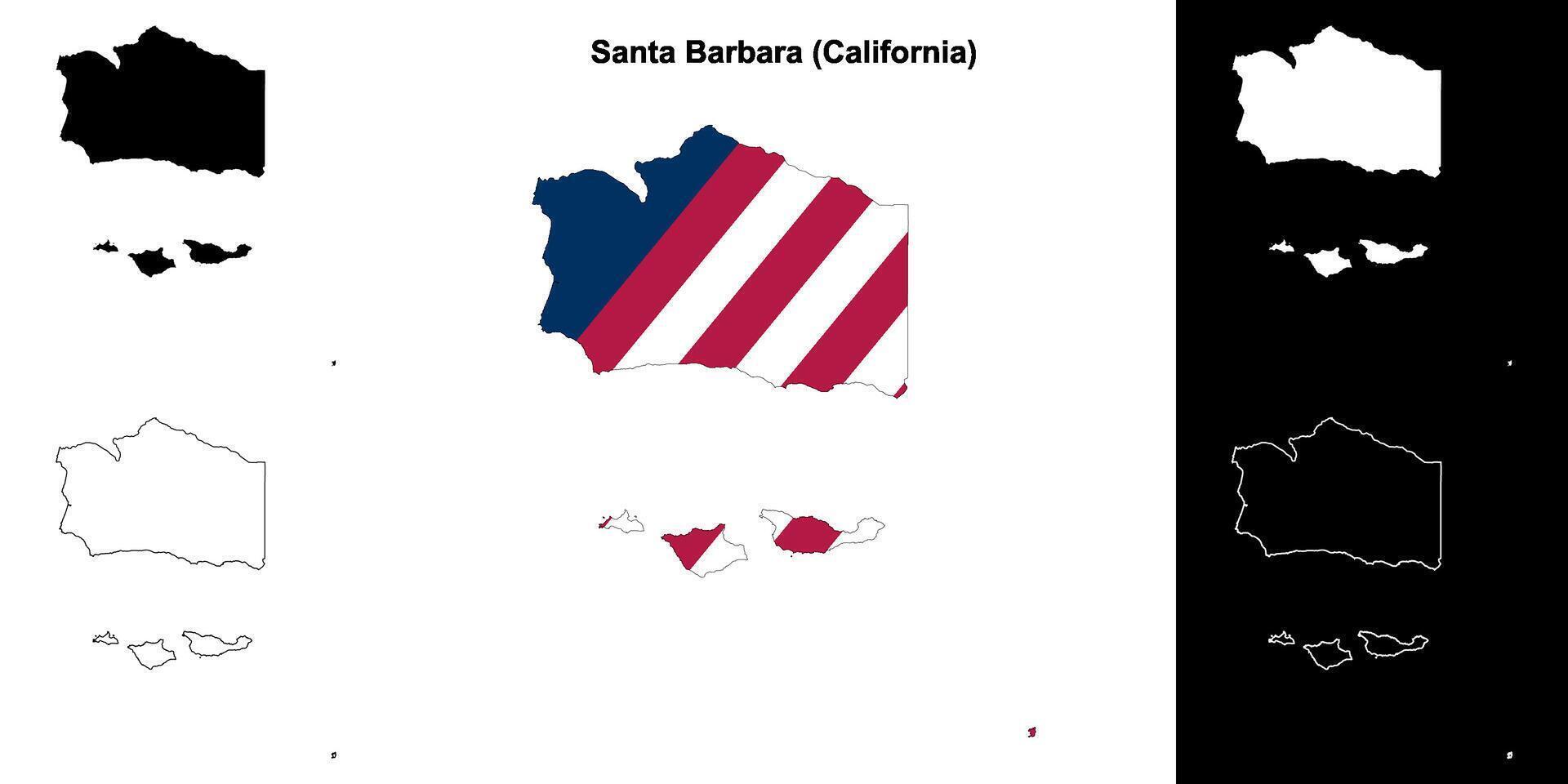 Santa Barbara County, California outline map set vector