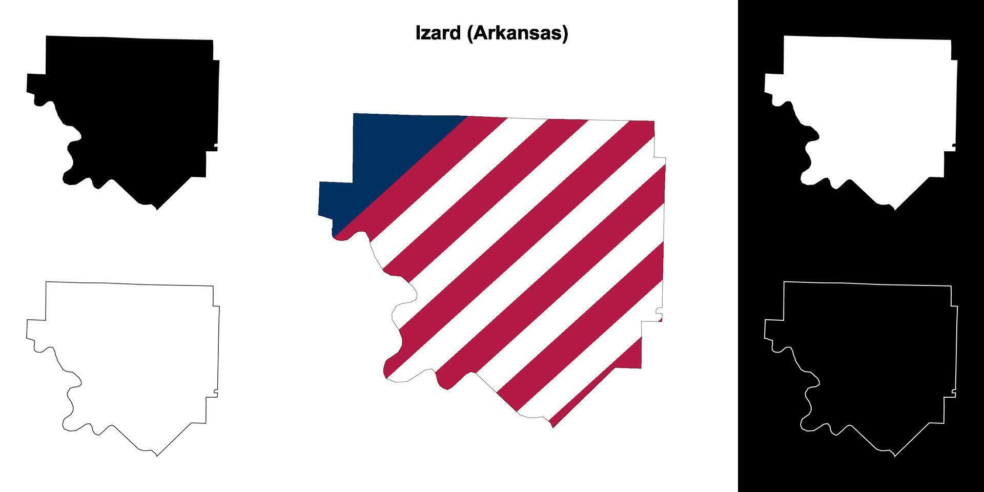 Izard County, Arkansas outline map set vector