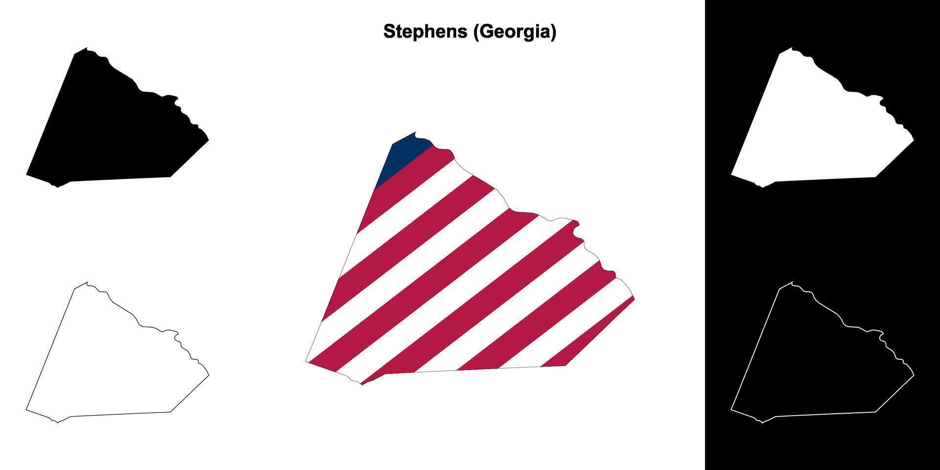 Stephens County, Georgia outline map set vector