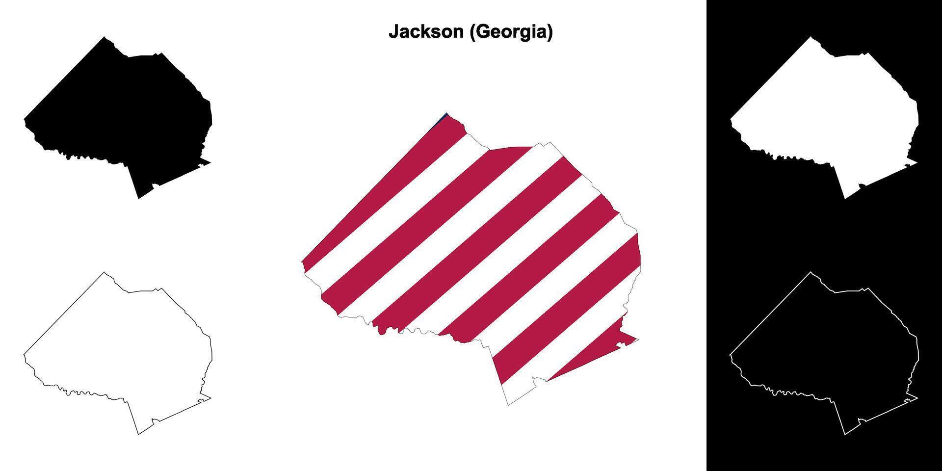 Jackson County, Georgia outline map set vector