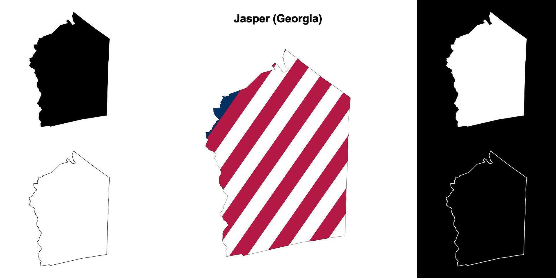 Jasper County, Georgia outline map set vector