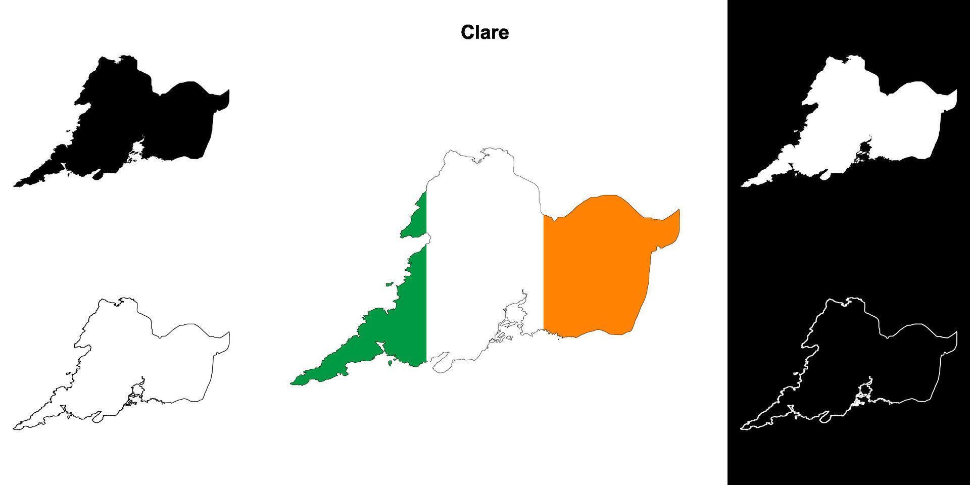 Clare county outline map set vector