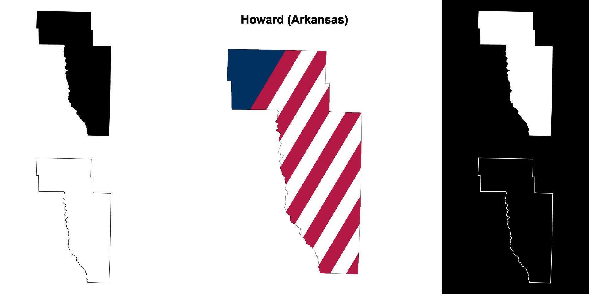 Howard County, Arkansas outline map set vector