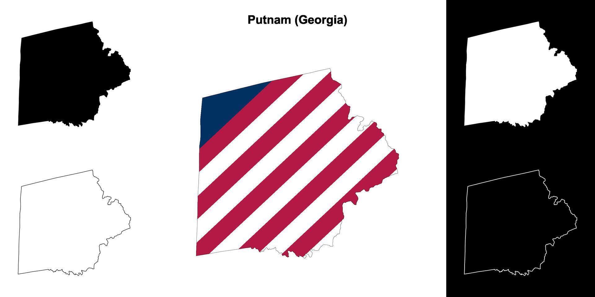 Putnam County, Georgia outline map set vector