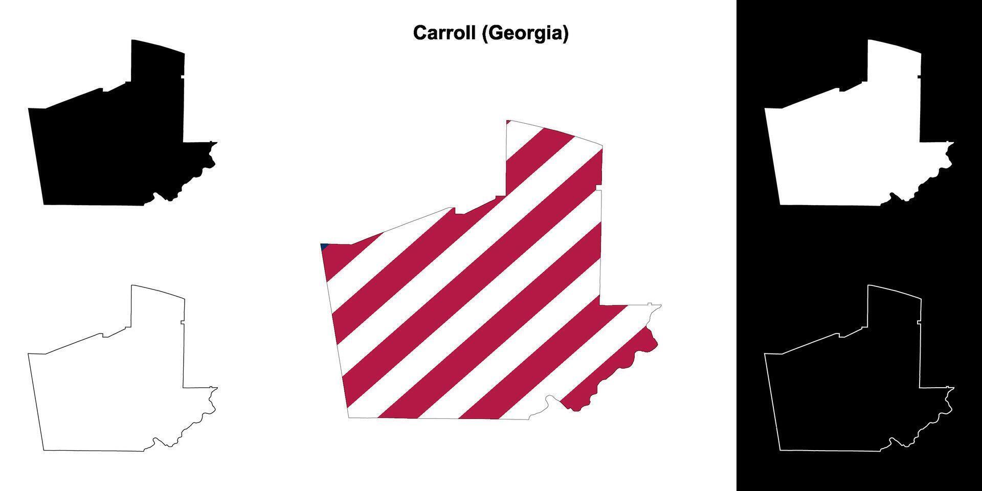 Carroll County, Georgia outline map set vector