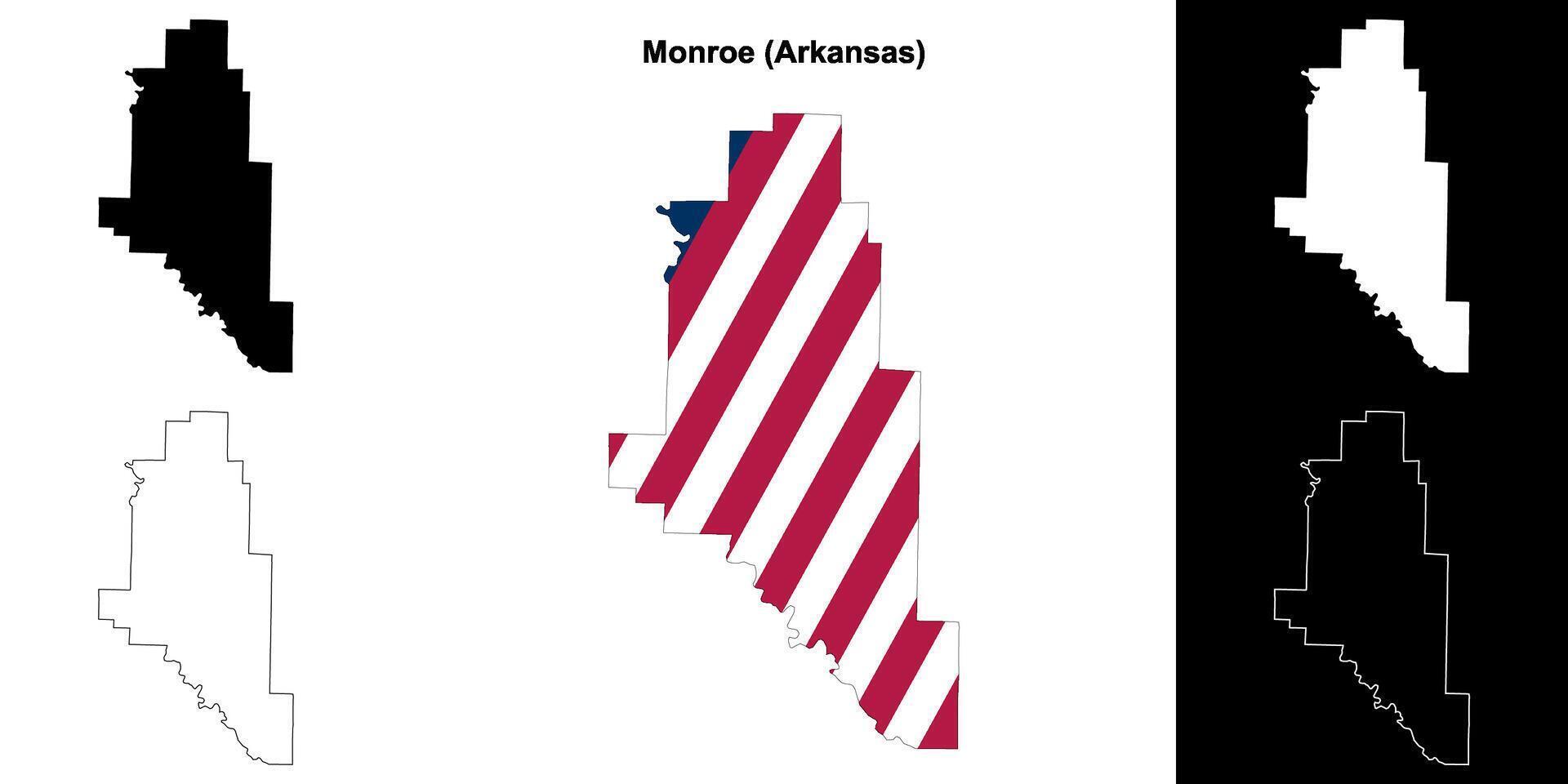 Monroe County, Arkansas outline map set vector