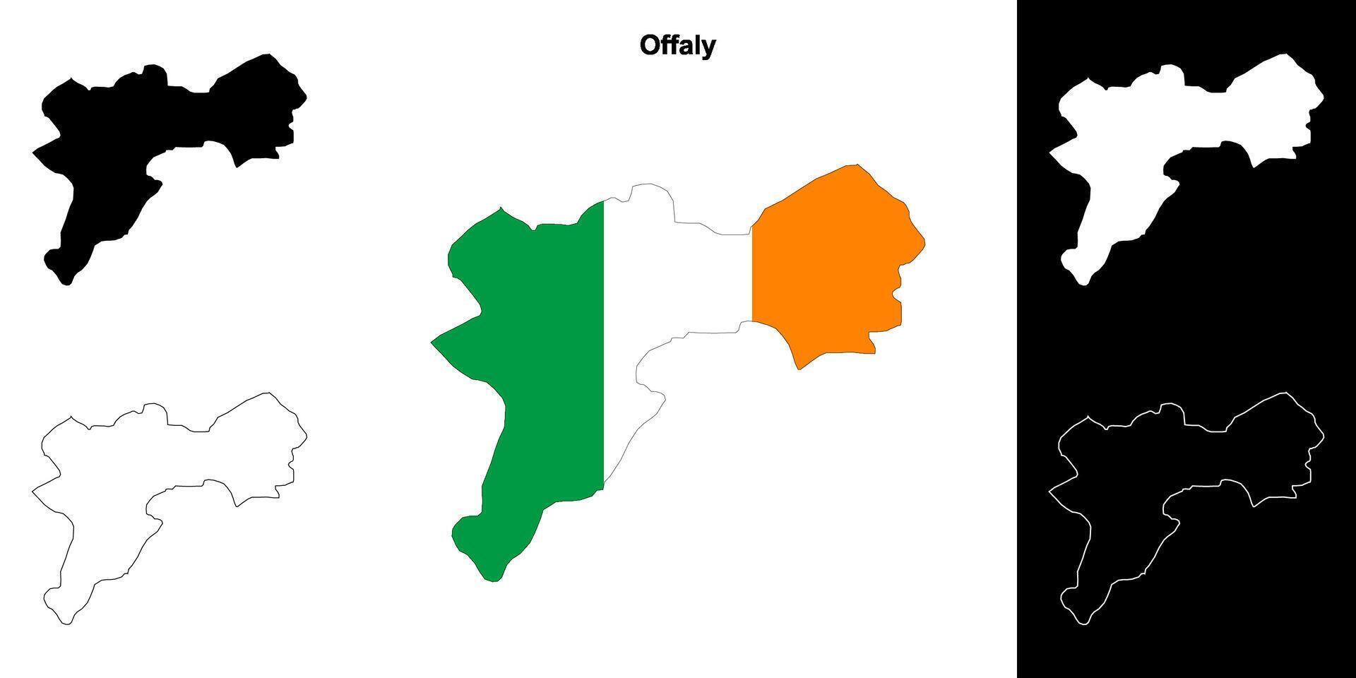 Offaly county outline map set vector