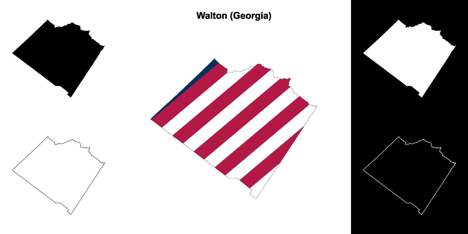 Walton County, Georgia outline map set vector