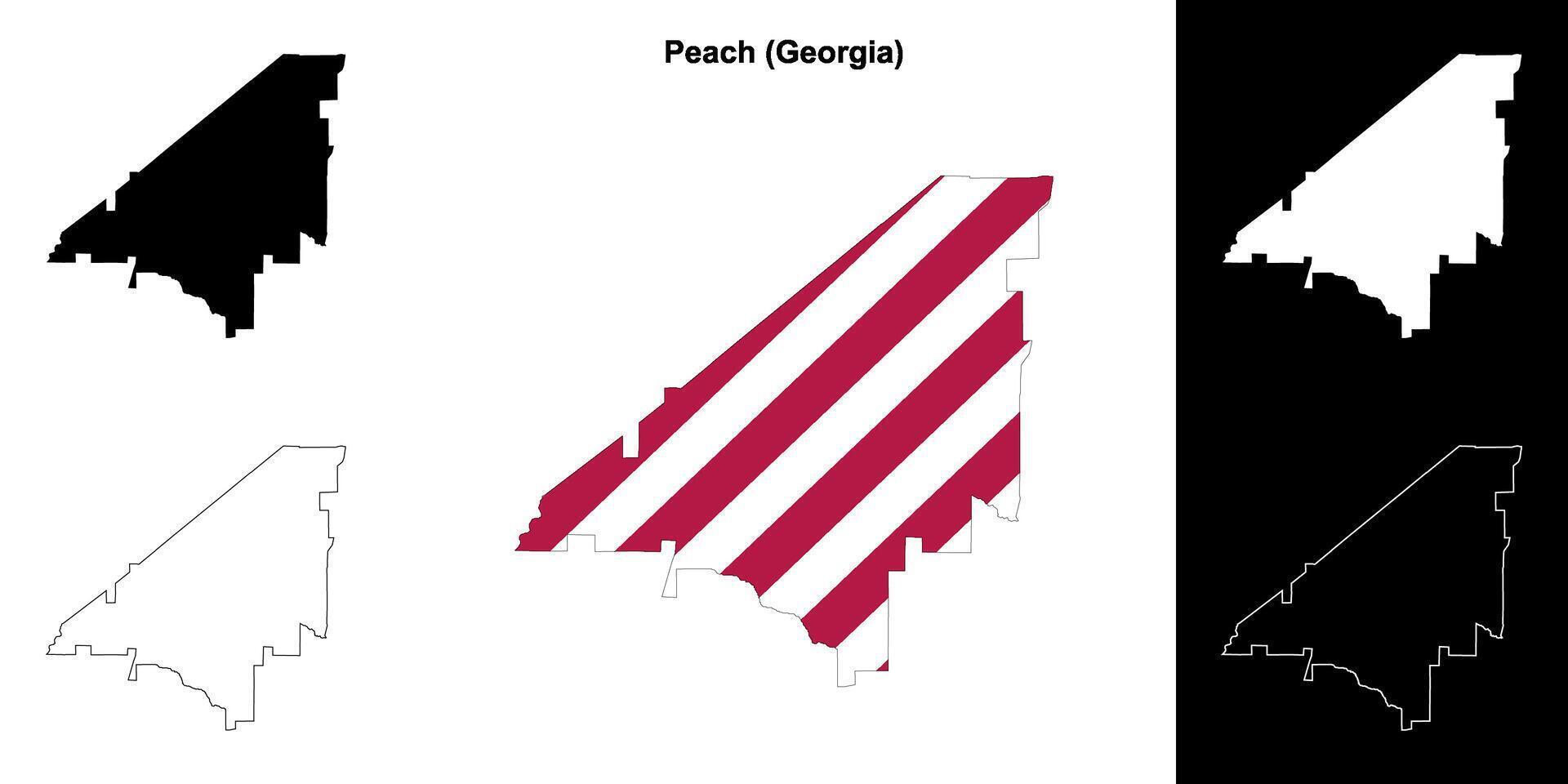 Peach County, Georgia outline map set vector