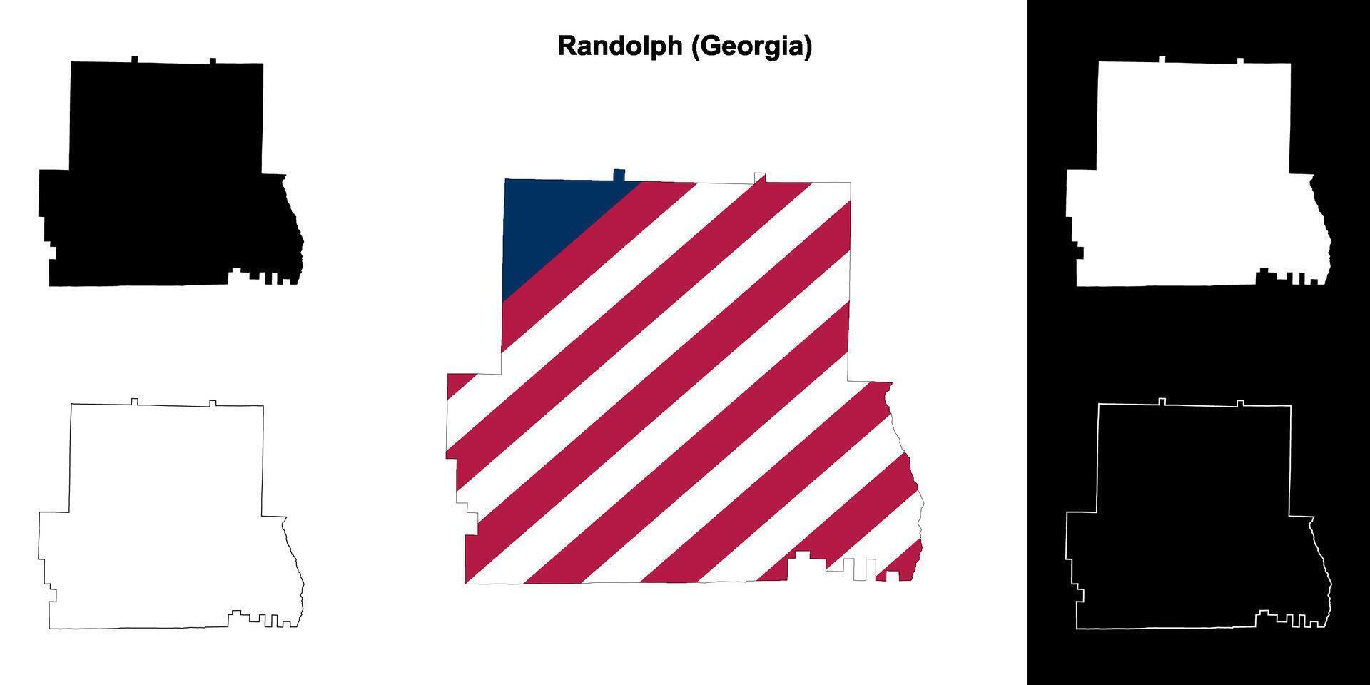 Randolph County, Georgia outline map set vector