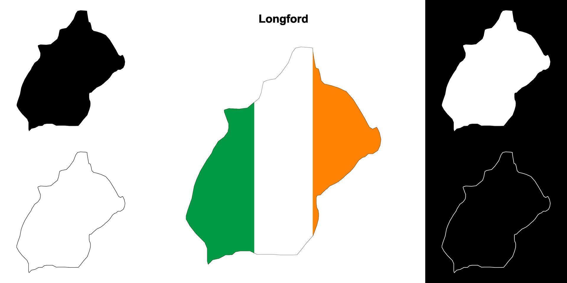 Longford county outline map set vector