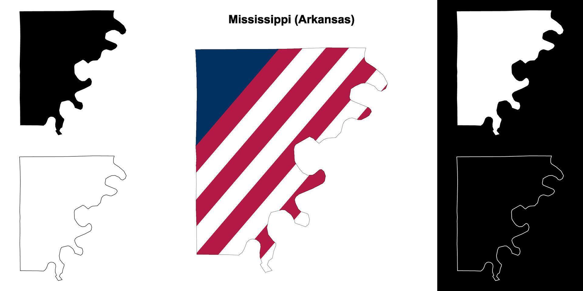 Mississippi County, Arkansas outline map set vector