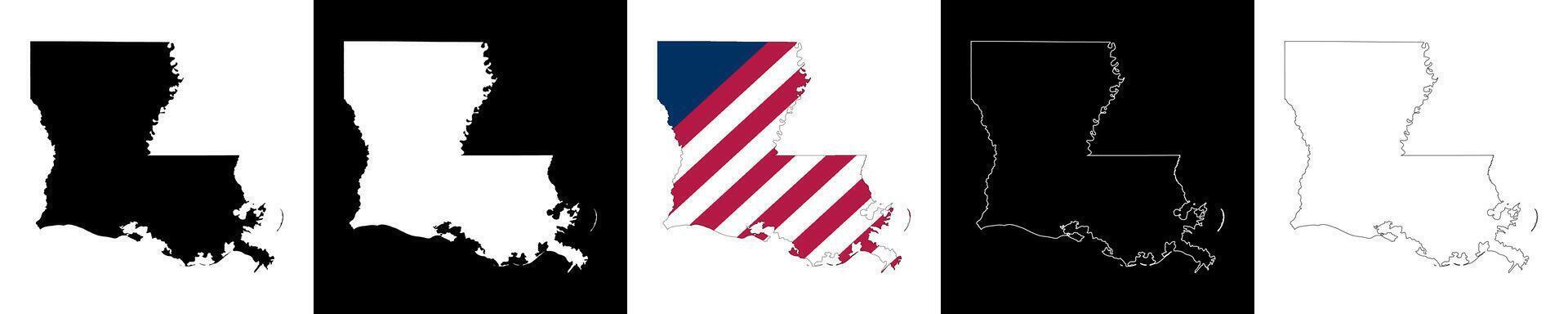 Louisiana state outline map set vector