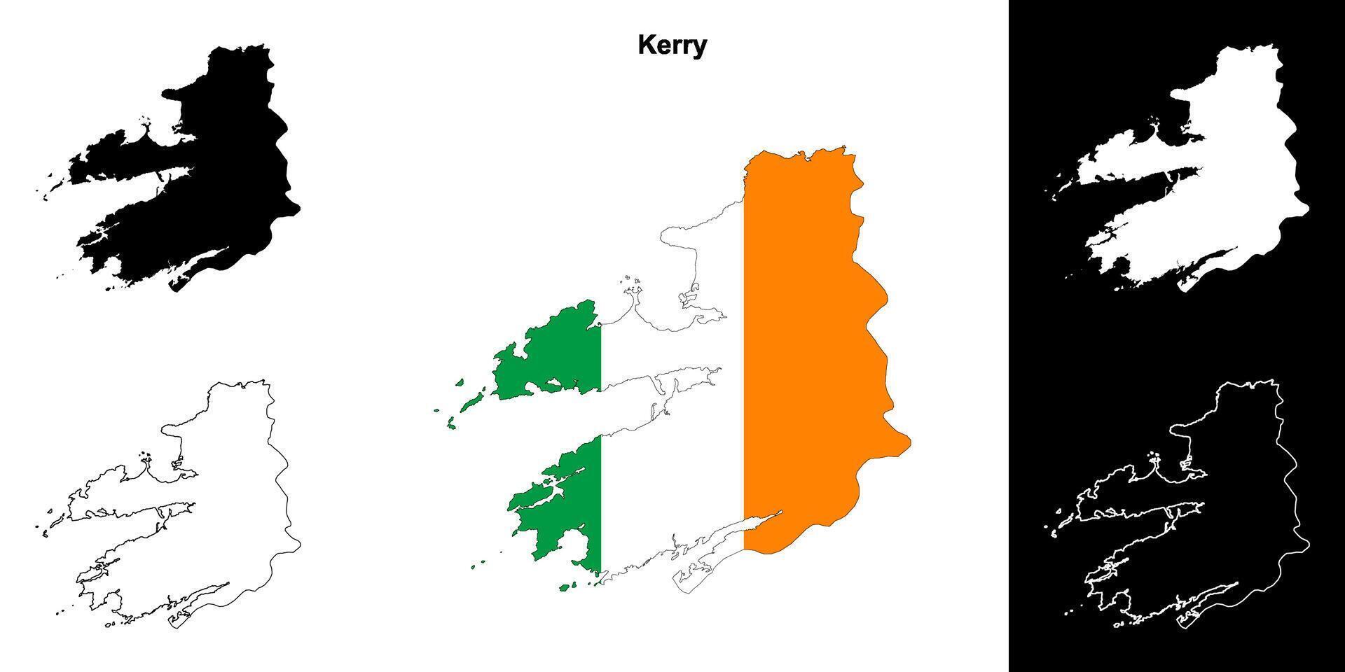 Kerry county outline map set vector