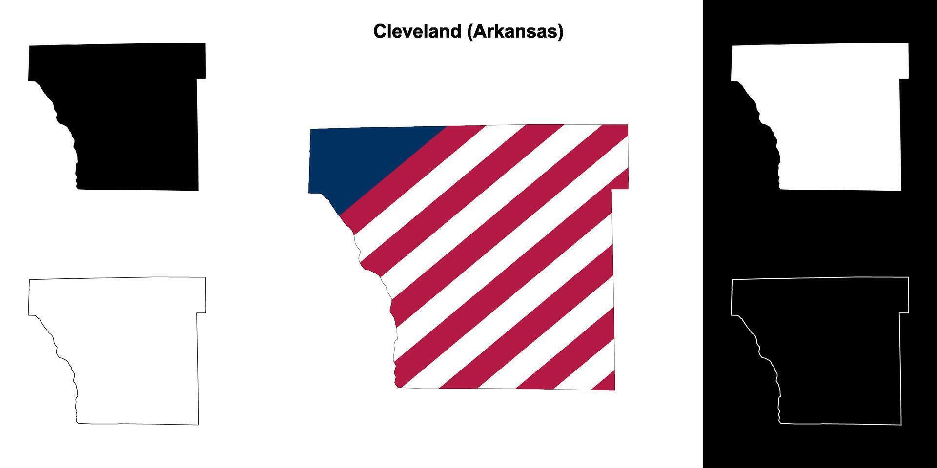 Cleveland County, Arkansas outline map set vector