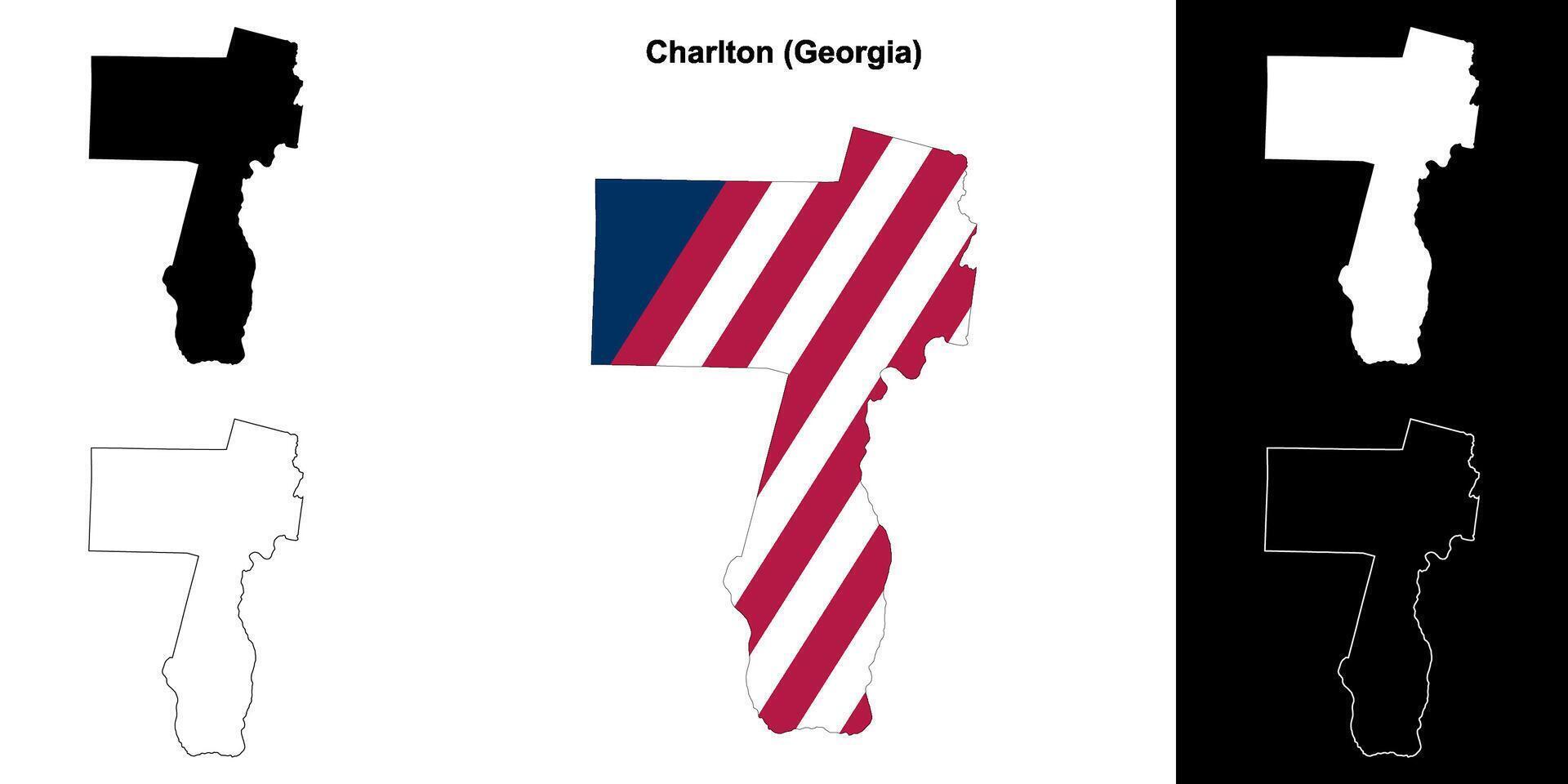Charlton condado, Georgia contorno mapa conjunto vector
