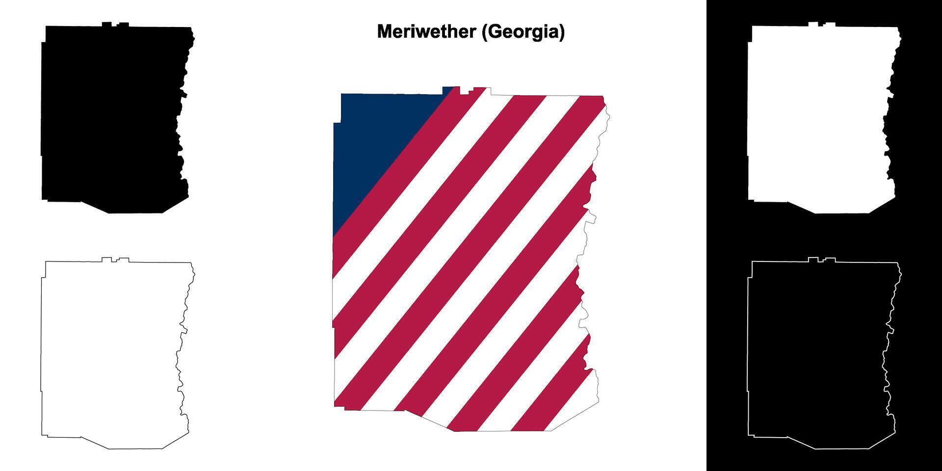 Meriwether County, Georgia outline map set vector