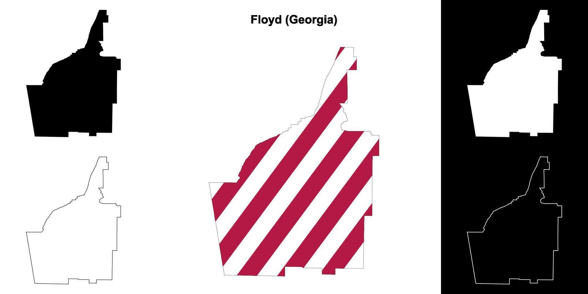 Floyd County, Georgia outline map set vector