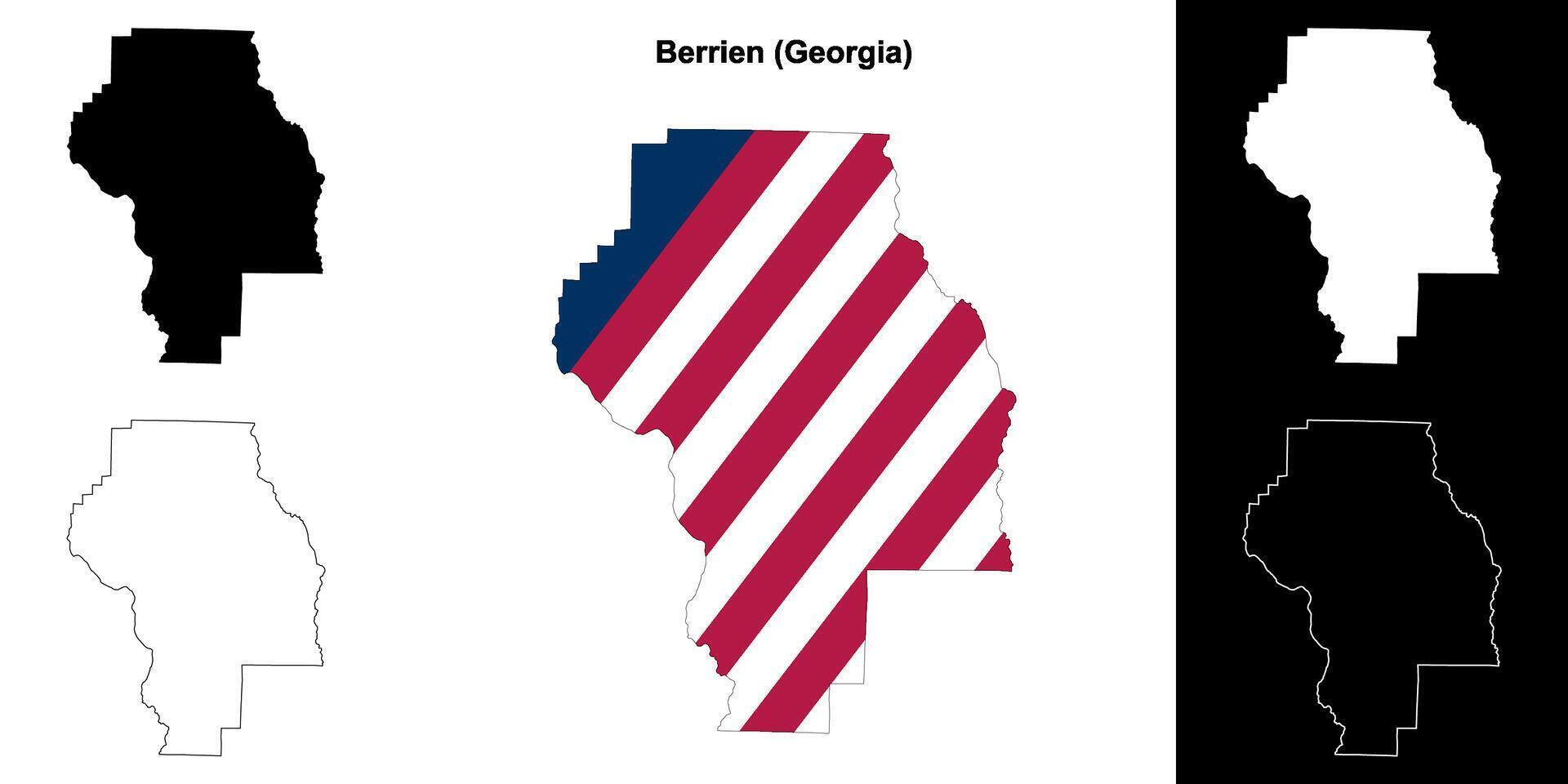 Berrien County, Georgia outline map set vector