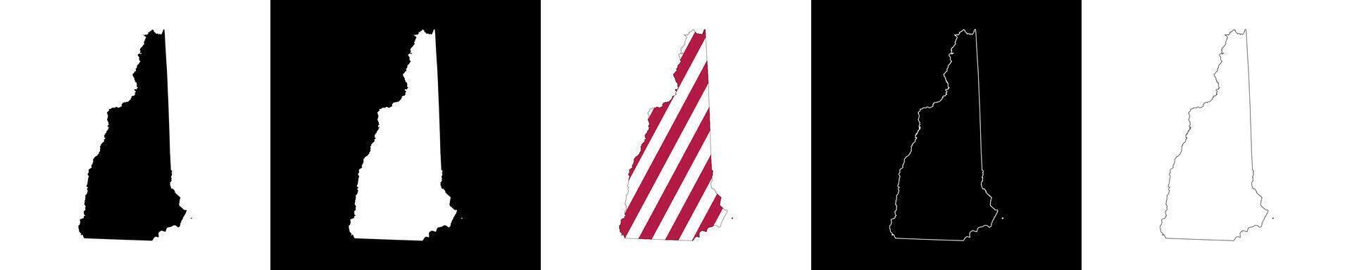 New Hampshire state outline map set vector