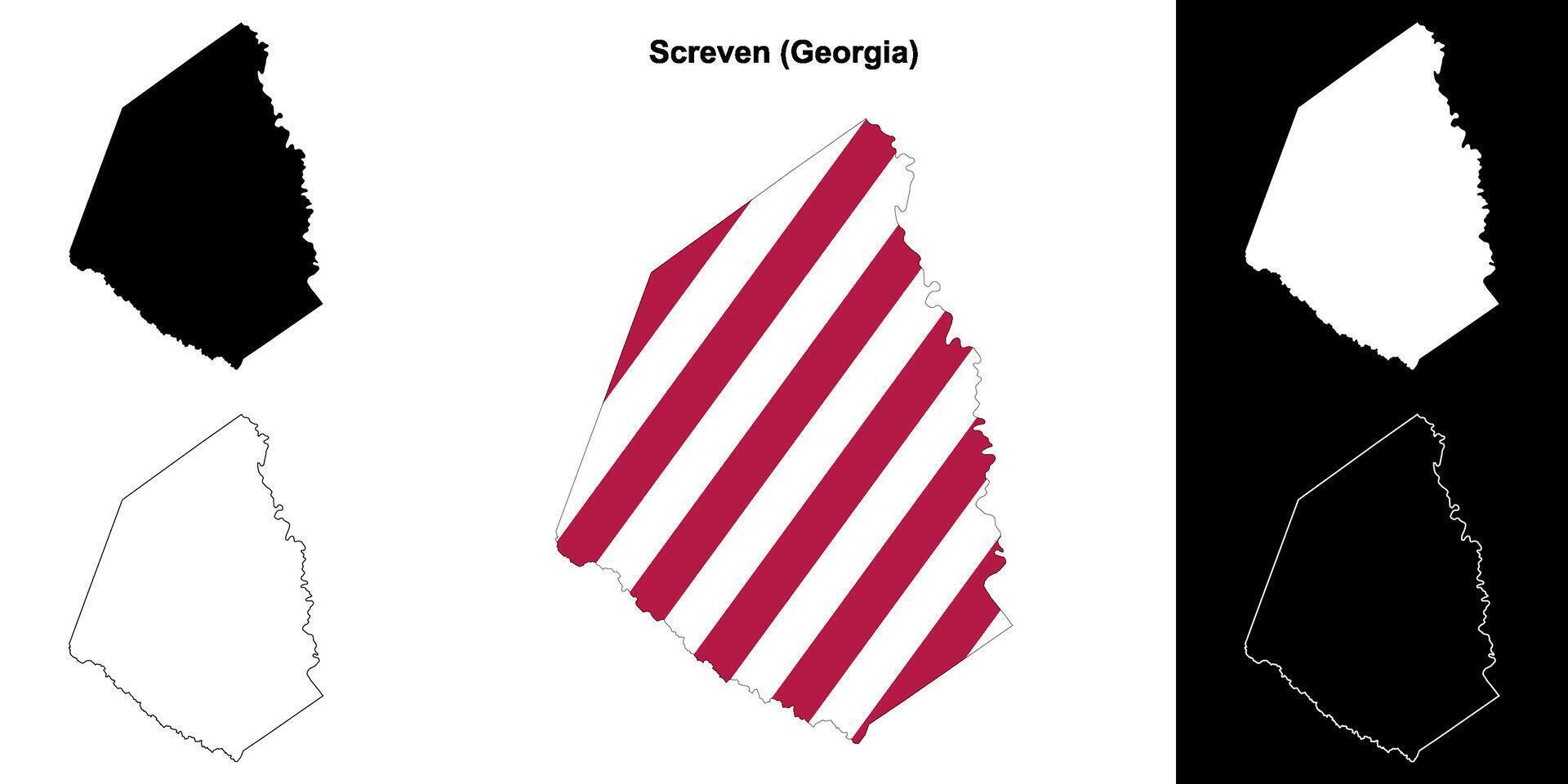 Screven County, Georgia outline map set vector