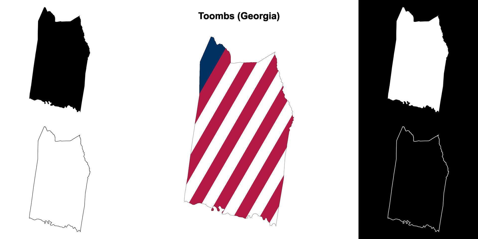 Toombs County, Georgia outline map set vector