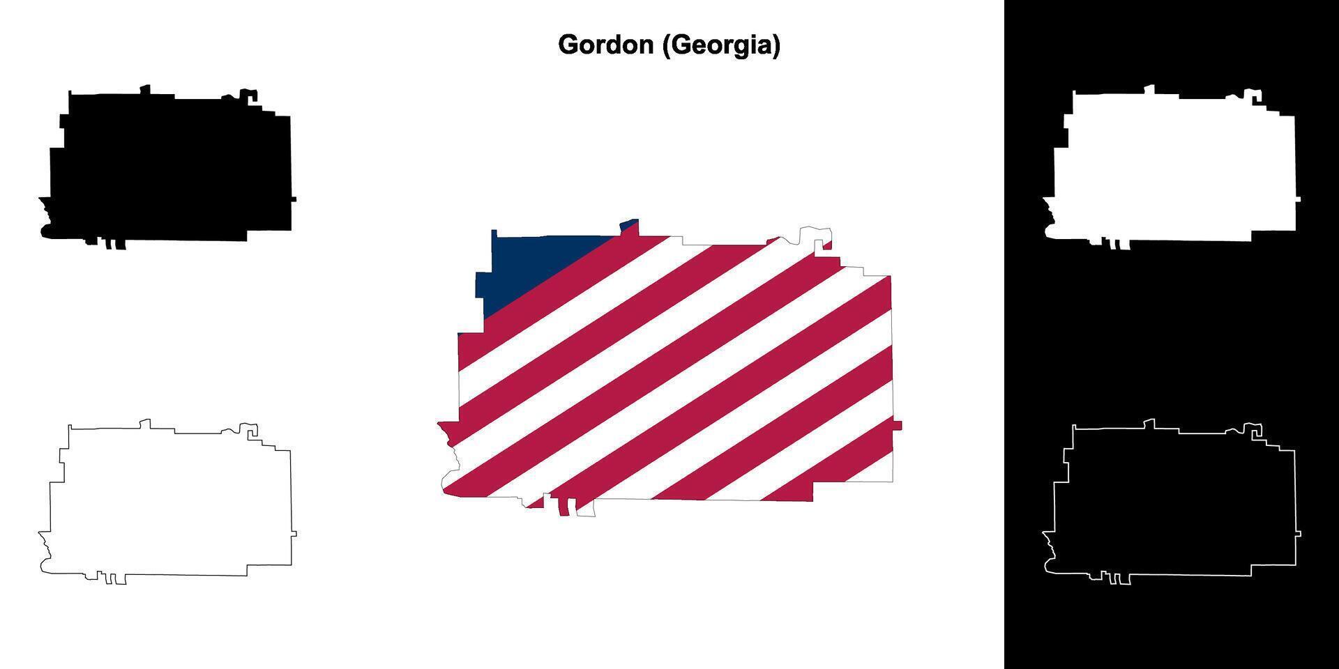 Gordon County, Georgia outline map set vector